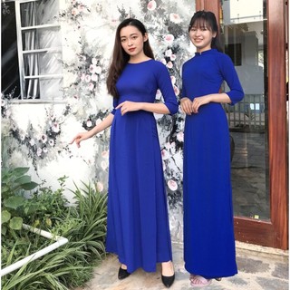 Áo Dài Lụa Mỹ Xanh Coban đậm Siêu Rẻ , Siêu Hot