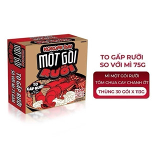 Thùng 30 Gói Mì KOKOMI Đại Một Gói Rưỡi Vị Tôm Chau Cay Chanh Ớt/Sườn Cay Hành Phi Gói 113g
