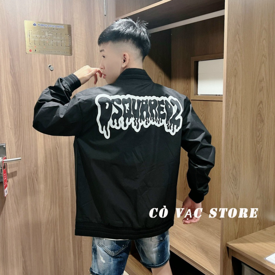 🔥Hot🔥Áo Khoác Bomber Magic Chữ Chảy DSQ2 2 lớp chính hãng nam nữ cao cấp-Áo bomber DSQ siêu phẩm đông 2025