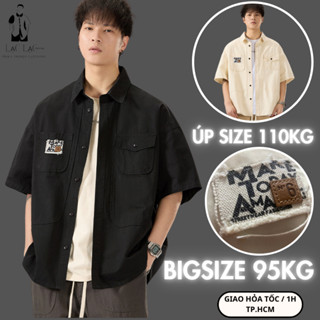 Áo sơ mi nam big size LẠC LẠC OFFICIAL , sơ mi nam kaki tay ngắn form rộng , có size 100kg