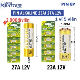 1 Vỉ 5 viên   ALKALINE 23A 27A 12V   cho Chìa khóa điện, điều khiển cửa cuốn,chuông cửa,báo động