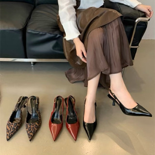 Giày cao gót nữ slingback mũi nhọn khoá hông mạ vàng đồng 5cm có sẵn size 35 đến bigsize 40 41 42 cho nàng ngoại cỡ