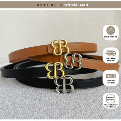BBSTORE'S Thắt Lưng Da Mặt Logo Kim Loại BB Cao Cấp - TK4094