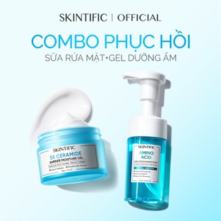 Combo Sữa rửa mặt tạo bọt làm sạch da dịu nhẹ Amino Acid 100ml+ kem dưỡng ẩm cho da khoẻ mạnh 5X Ceramide SKINTIFIC 30g 