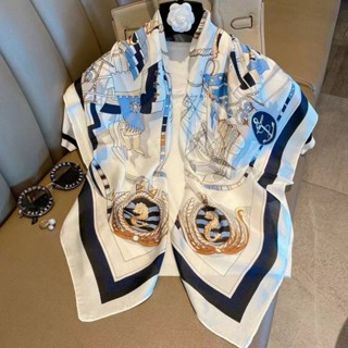 Khăn choàng cổ lụa vuông thời trang thắt nơ, làm áo đa năng họa tiết xinh xắn size 90x90cm - Mã 90TH2