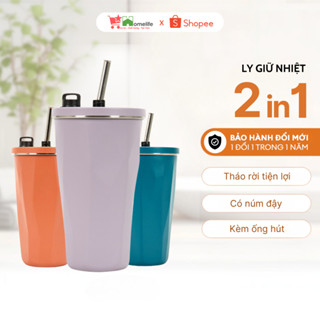 Cốc Giữ Nhiệt Cao Cấp Trơn 600ml, Ly Giữ Nhiệt Cao Cấp Logo Starbucks Kèm Ống Hút Có Núm Đậy Tiện Lợi