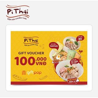 Toàn quốc [Evoucher] Phiếu Quà Tặng Pi Thai 100k