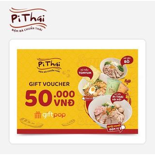 Toàn quốc [Evoucher] Phiếu Quà Tặng Pi Thai 50k