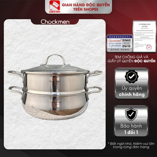 Nồi xửng hấp hai tầng Chockmen 26cm inox 316 cao cấp đúc nguyên khối 5 lớp (CKM211)