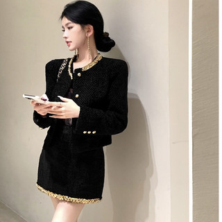   sẵn  Set dạ nữ màu tím đậm áo khoác dạ tweed nữ + chân váy bling bling order Oanhdilys 