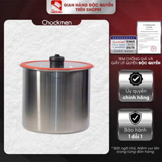 Thùng gạo inox Chockmen có vạch chứa và nắp kính cường lực trong suốt 24/28cm [CKM298/299]