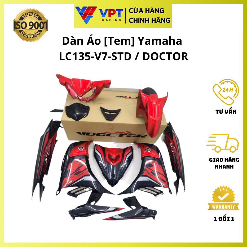 Dàn áo [Tem] LC135-V7 | Áo Exciter 135-2011-2017 đỏ đen chính hãng DOCTOR 55D(V7).DR