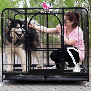 Chuồng Nuôi Nan Ống Cho Chó Mèo Lớn tới 40kg Sơn Tĩnh Điện Có Bánh Xe Hoshi Pet CN06