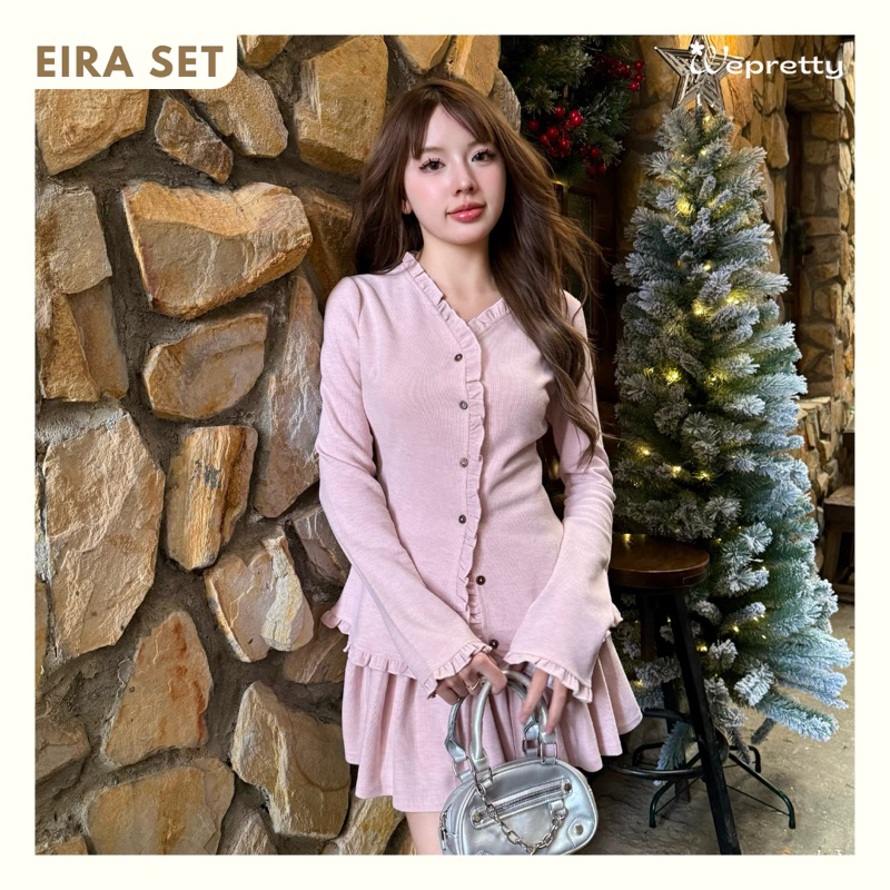 Áo Cardigan Nữ Kèm Chân Váy EIRA SET Wepretty Clothes Dệt Kim Dáng Váy Xòe Chất Vải Dày Dặn