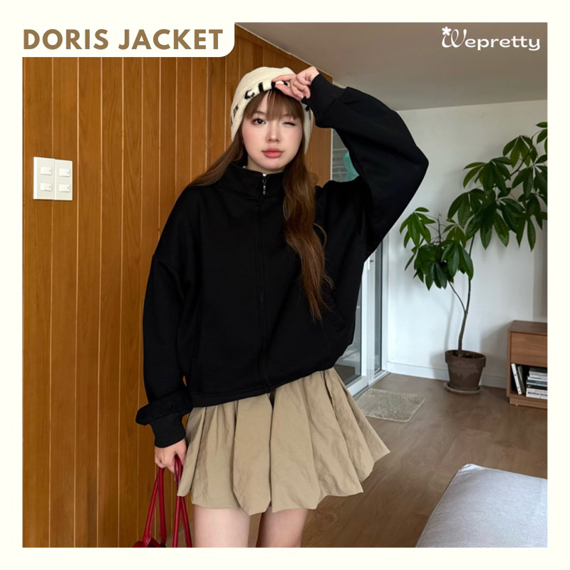 Áo Khoác Nữ Hoodie zip Doris Jacket Wepretty Vải Nỉ Ép Khoác Kéo Form Boxy Unisex Phù Hợp Mỗi Ngày