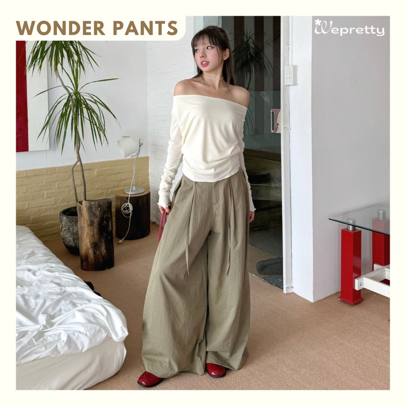 Quần Ống Rộng WONDER PANTS Wepretty Clothes Vải Dù Lạnh Nữ Trendy Thời Trang Công Sở Q13