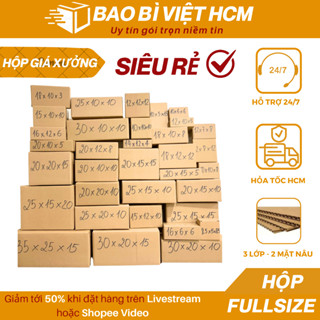 HỎA TỐC 20 Hộp carton đóng hàng, hộp ship cod FULLSIZE đóng hàng giá gốc tận xưởng-Bao Bì Việt HCM