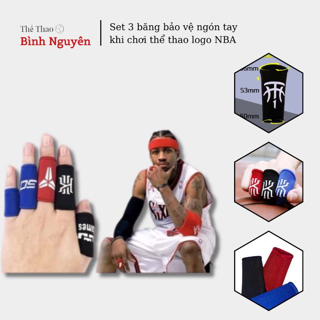 Set 3 băng bảo vệ ngón tay khi chơi thể thao logo NBA Lebron Curry Irving Kobe