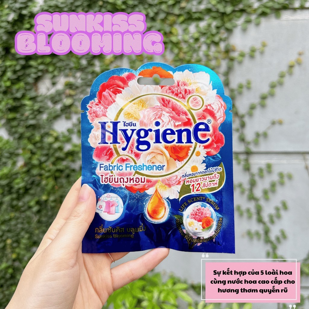 Túi thơm để tủ quần áo hygiene Thái lan hương Hoa ,Nước Xả hygiene dây 12 gói