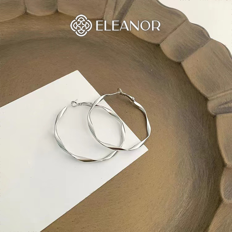 Bông tai nữ chuôi bạc 925 Eleanor Accessories viền xoắn phụ kiện trang sức khuyên tai basic 8649