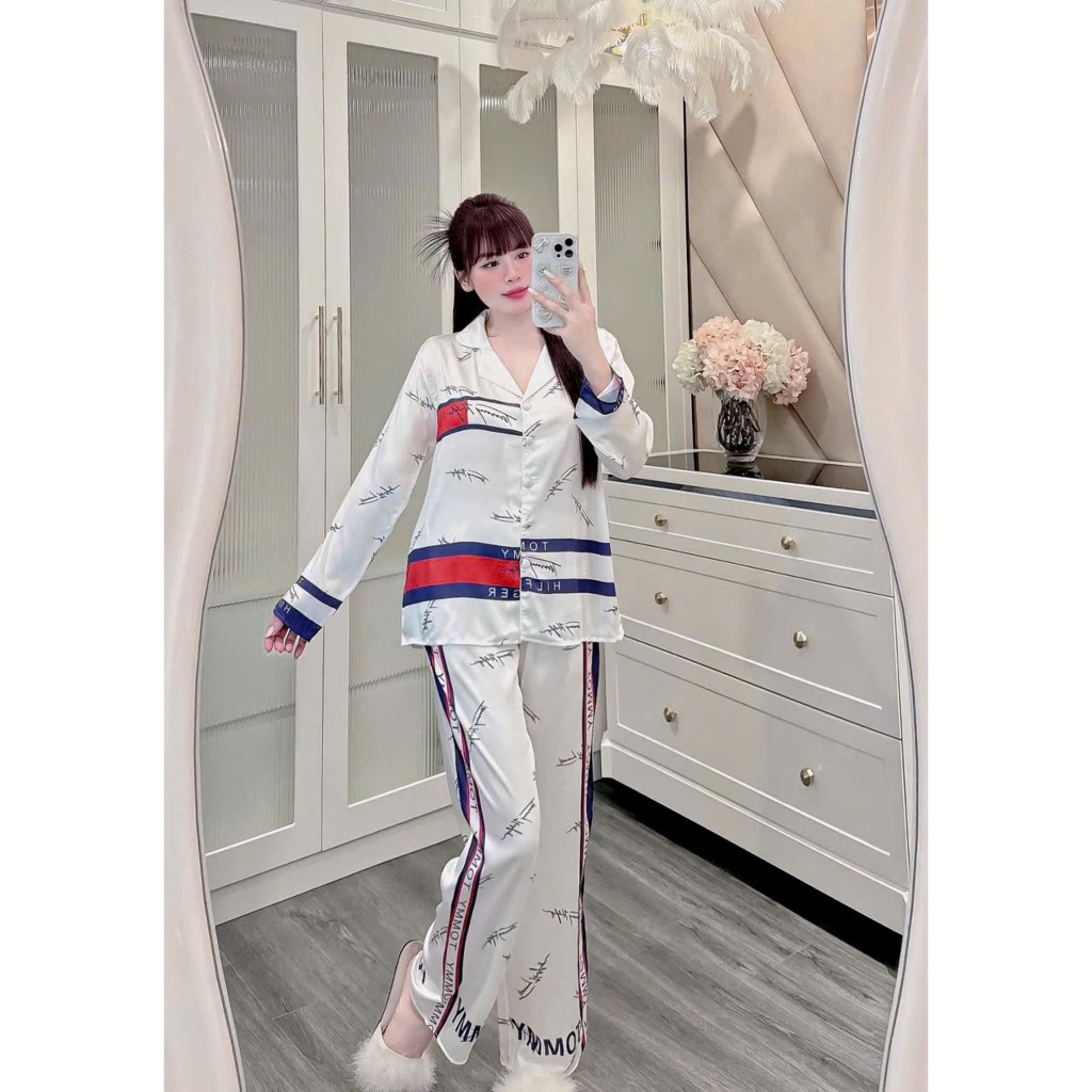 HOT Đồ Bộ Pijama LỤA LATIN CAO CẤP Tay Dài Tiểu Thư, Hàng Thiết Kế 40-65kg