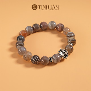 [Mã BMLT30 giảm đến 30K đơn 299K] TINH LÂM Vòng Tay Phong Thủy Đá Mã Não Lake Superior 10 Li