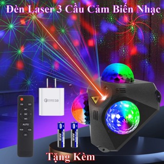  Đèn Laser 2025 Cảm Biến Theo Nhạc Tích Hợp 3 Đèn Cầu Xoay Phủ 100m2 Bay Phòng - Tặng Củ 33W 