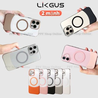 Ốp lưng siêu mỏng LIKGUS Montage ghép 2 mảnh cho iPhone 16 Pro Max , 14 , 13 , 12 , Chống ố vàng , hỗ trơ sạc không dây