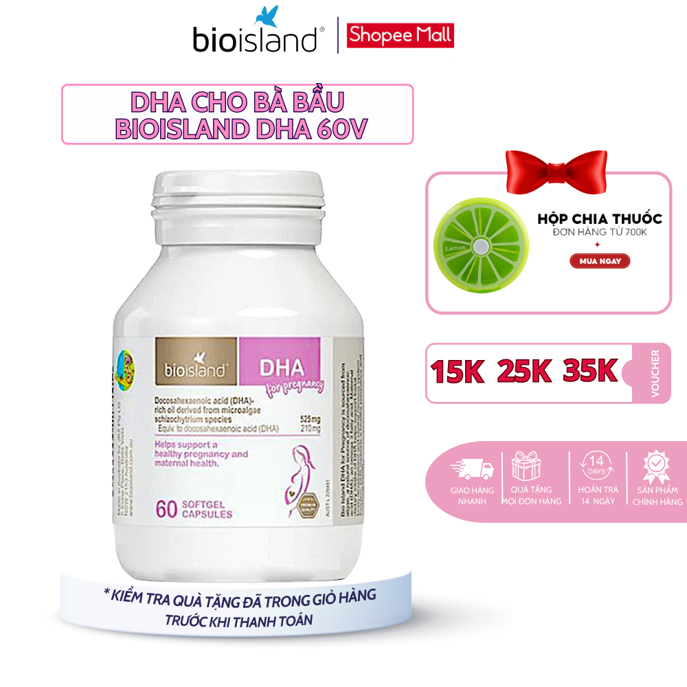 DHA cho bà bầu Bio island DHA 60 viên giúp phát triển trí não và hệ thần kinh thai nhi của Úc
