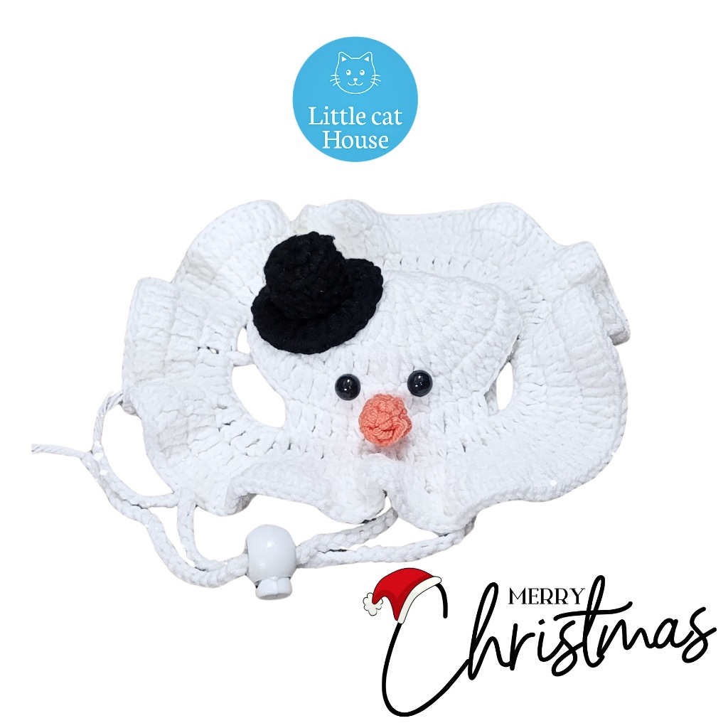 Nón/ mũ len Snowman Noel cho mèo, chó. Mũ len Noel cho mèo