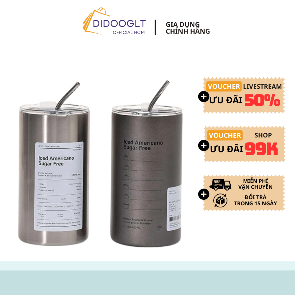 Bình đựng nước giữ nhiệt có ống hút dung tích 600ml, Ly cốc giữ nhiệt cute uống cà phê dùng văn phòng ( didooglt ) | BigBuy360 - bigbuy360.vn
