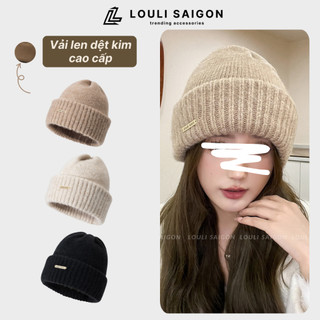  Mũ len nam nữ cao cấp LOULI SAIGON nón len trơn dệt kim dày dặn phối tag HJGA Studio thời trang thu đông B04 