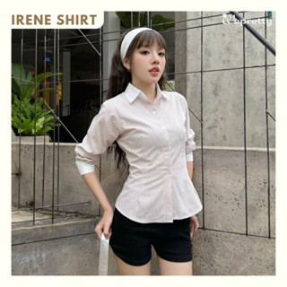 Áo Sơ Mi Nữ IRENE SHIRT Wepretty Clothes Kẻ Sọc Thô Kate  Phối Cổ Trắng Có Dây Thắt Tùy Chỉnh