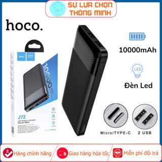  Pin sạc sự phòng Hoco J72 dung lượng 10000mAh sạc 2 cổng USB  không hỗ trợ sạc output cổng Type-C ,có đèn LED báo sạc 