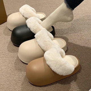 Dép sục lót lông nữ mũi tròn cực xinh đế siêu êm