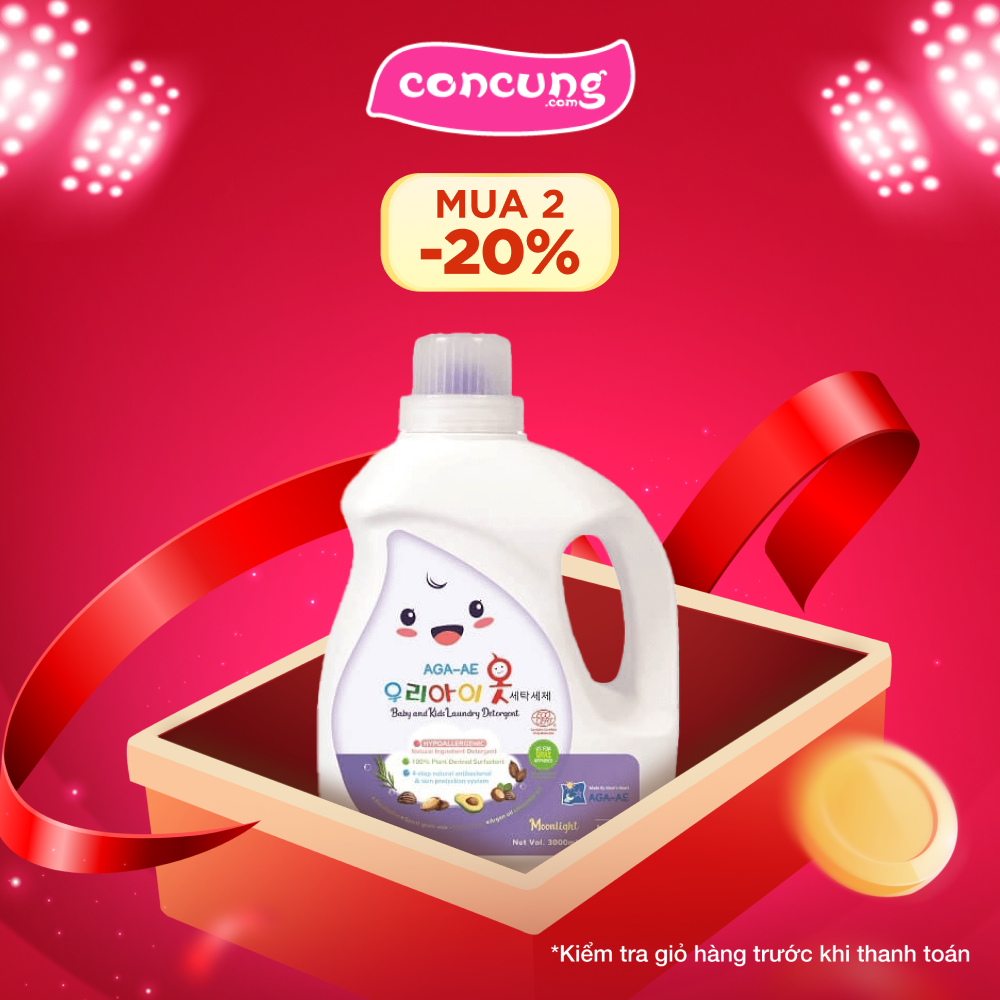 Nước Giặt Hàn Quốc Aga - Ae Moonlight Kháng Khuẩn & Bảo Vệ Da Bé 3L