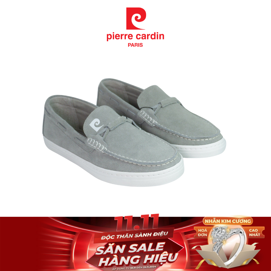 Giày lười nam Pierre Cardin Pháp chất liệu da lộn cao cấp, đế cao su chống trượt, thiết kế logo chữ P độc đáo 908