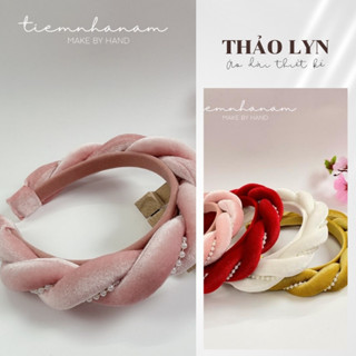 Bờm/Cài Tóc Nhung Xoắn Phối Dây Trai - Nhà Thảo Vân - Áo Dài Thiết Kế Thảo Lyn