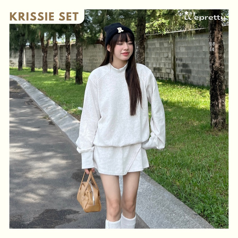 Set Áo Sweater Kèm Chân Váy  KRISSIE SET Wepretty Clothes Chất Liệu Nỉ Ép Dành Cho Nữ