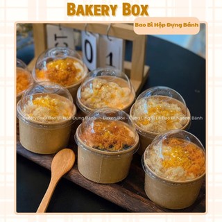 50 Ly Kem Giấy Kraft Nâu 240ml Đựng Bánh Bông Lan Trứng Muối, Kem, Tiramisu (8oz)