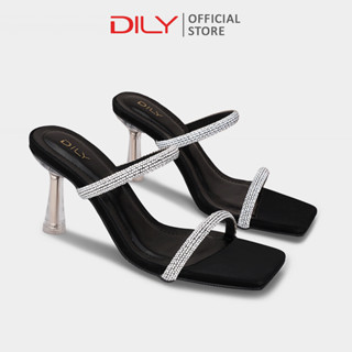 Guốc nữ cao gót DILY quai ngang đính đá sang trọng, dép guốc nữ mũi vuông trẻ trung cao 7cm DL0527