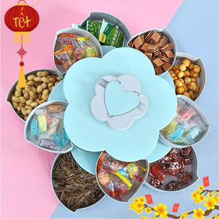 Hộp đựng mứt bánh kẹo tết Xoay 360 độ , Khay Mứt Tết 2 Tầng 10 Cánh NHựa ABS chắc chắn