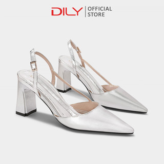 Giày cao gót nữ DILY mũi nhọn công sở, giày bít hậu gót vuông thanh lịch cao 7.5cm DL0551