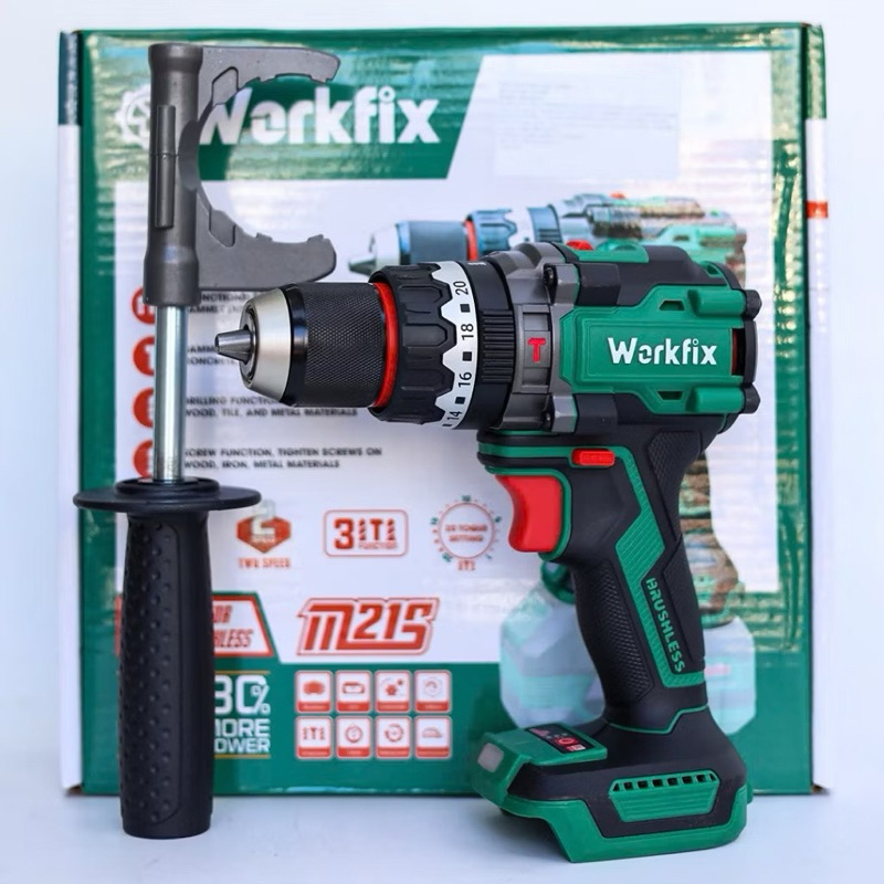 Thân Máy khoan pin WORKFIX 160AK, Lực siết 160Nm, Khoan tường, Khoan Rút Lõi Khoẻ, Có Anti-KickBack