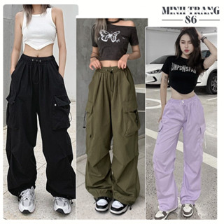 Quần kaki ống rộng túi hộp nữ cao cấp Hàn Quốc,quần jogger lưng chun có dây rút,nhiều màu,co giãn,cá tính MT136