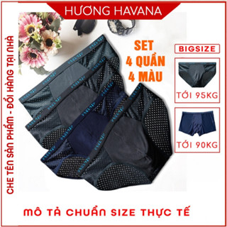Set 4 quần lót nam thông hơi - quần sịp nam tam giác đùi nhật bản - có size lớn MLQ01