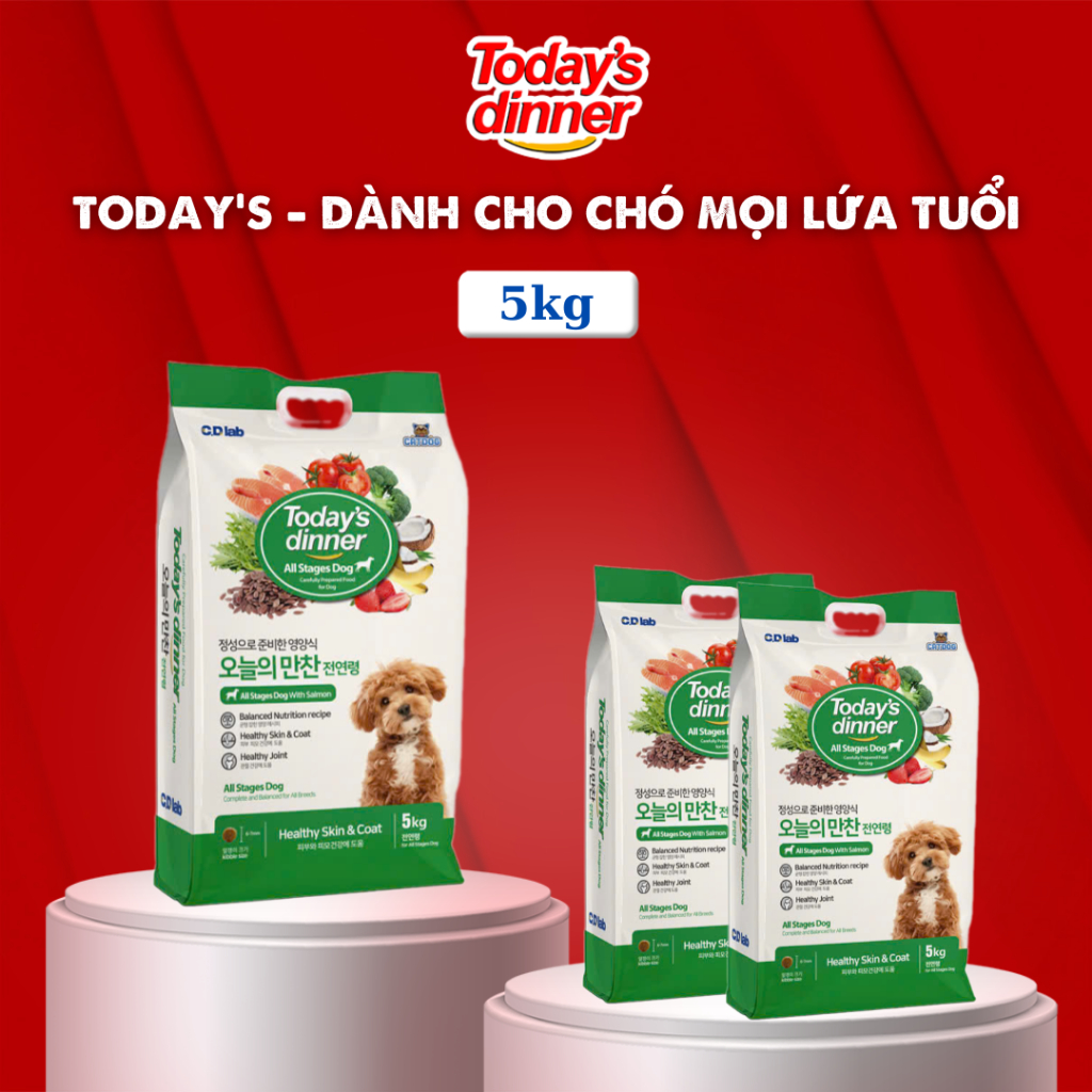    5KG   Thức ăn hạt cho chó mọi lứa tuổi TODAY'S DINNER hạt cân bằng dinh dưỡng 5kg hạt khô nhập khẩu 