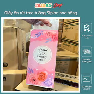 [Thùng 10 Bịch] Giấy Ăn Rút Treo Tường SIPIAO Hoa Hồng, Khăn Giấy Ăn Rút Treo Đa Năng 4 Lớp, bịch 1000/ Tờ