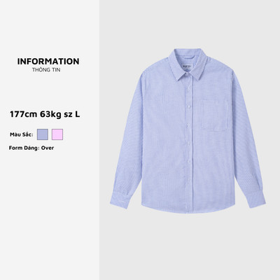 Áo sơ mi oxford nam nữ form rộng kẻ sọc Baeton thiết kế basic 2 màu xanh, hồng -S03
