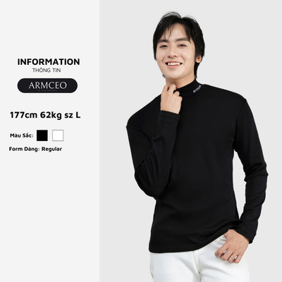 Áo thun dài tay cao cổ giữ nhiệt ARMCEO thêu logo hiện đại cao cấp  -ART01